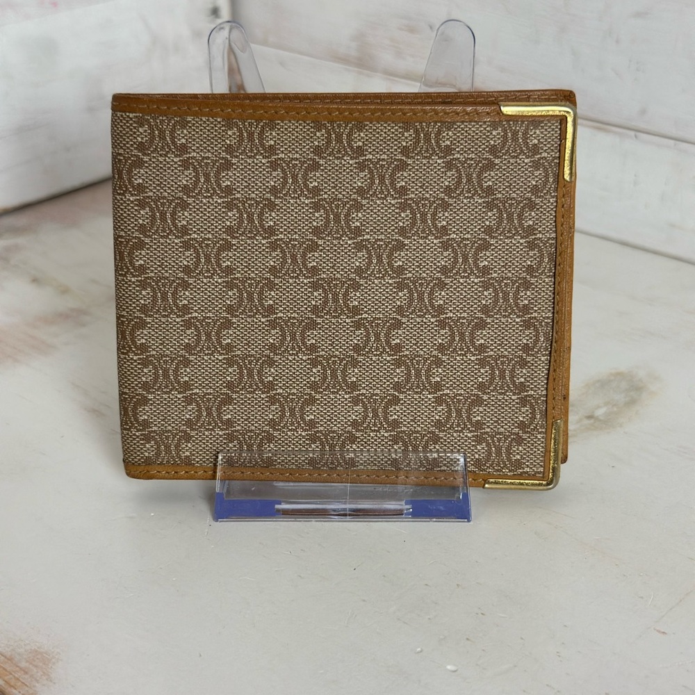 Celine Bifold Macadam PVC Wallet with Gold Accent